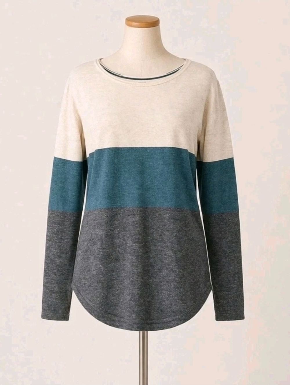 Smartwool Sweater Shadow Pine Crew Neck Wool Blend Cream Gray Teal Size Small